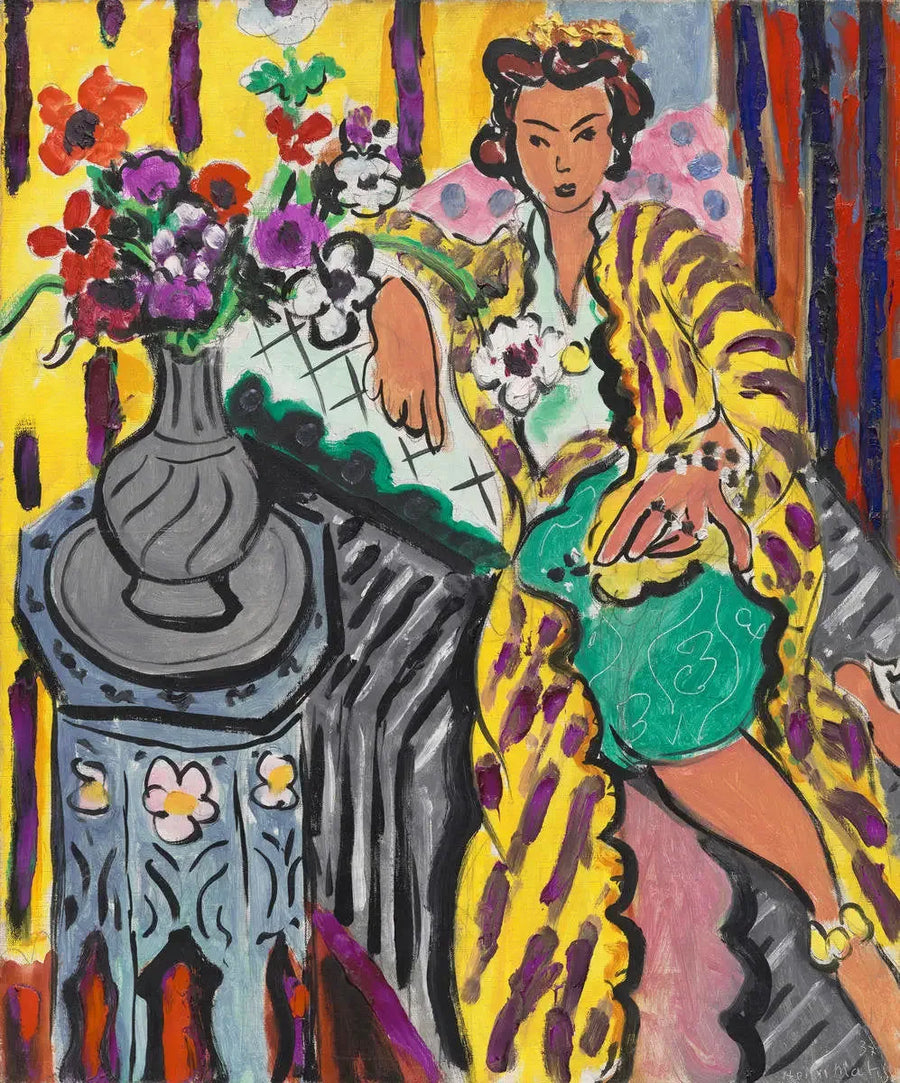 Persialaisessa keltaisessa mekossa oleva odaliski - Henri Matisse
