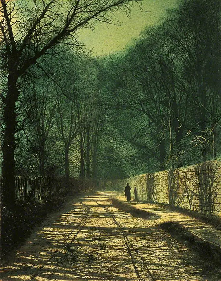 Puiden varjot muurilla puistossa, Roundhay, Leeds - John Atkinson Grimshaw