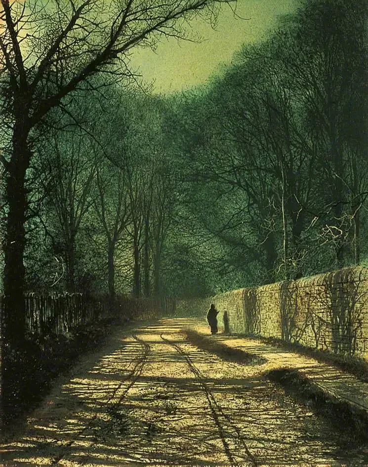 Puiden varjot muurilla puistossa, Roundhay, Leeds - John Atkinson Grimshaw