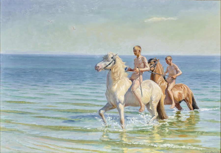 Ratsastamme hevosilla vedessä. - Michael Peter Ancher