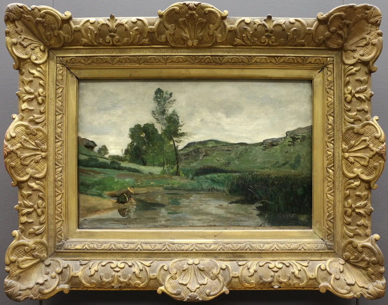 Optevoz. Veden äärellä oleva pesijä - Jean-Baptiste Camille Corot