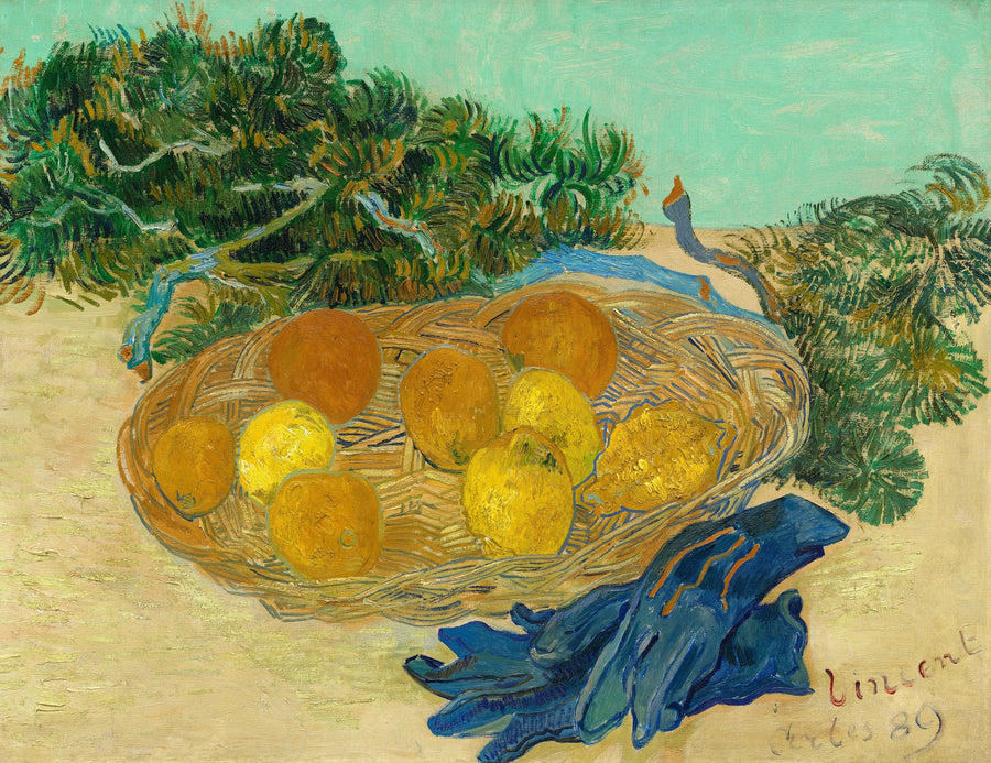 Sinisten käsineiden kanssa olevat appelsiinit ja sitruunat - Vincent van Gogh