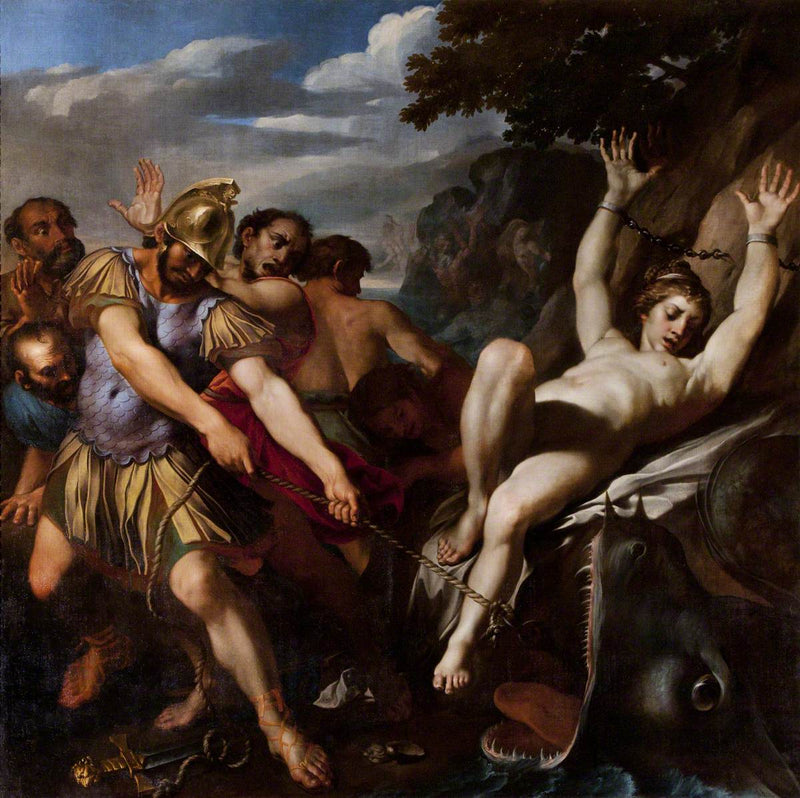 Orlando luovuttaa Olympia meren hirviöstä - Ludovico Carracci
