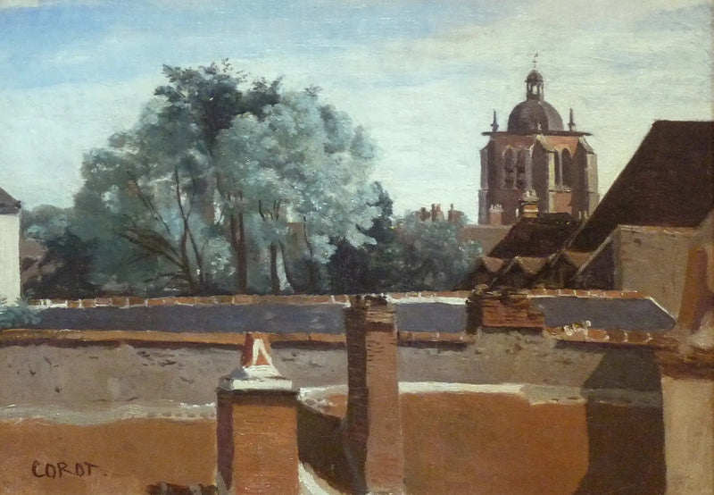 Orléans, näkymä ikkunasta katsottaessa Sainte-Paterne-tornia - Jean-Baptiste Camille Corot