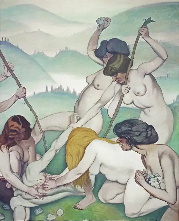 Orfeus ruhjottuna Menadien toimesta - Félix Vallotton