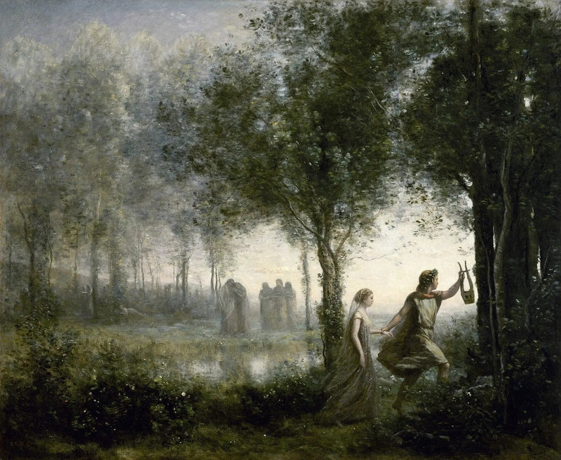 Orfeus soutamassa Eurydiceä helvetissä - Jean-Baptiste Camille Corot