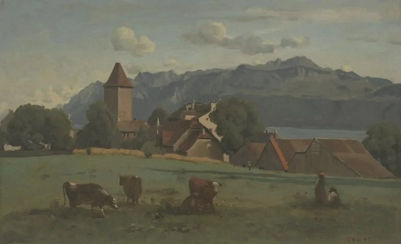 Ouchy, lähellä Lausannea - Jean-Baptiste Camille Corot