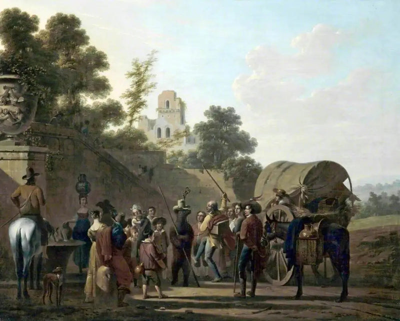 Tanssiaiset meidän ja katsojien kanssa linnan raunioissa - Louis-Léopold Boilly