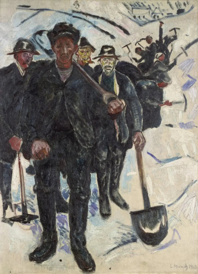Työläiset lumessa - Edvard Munch