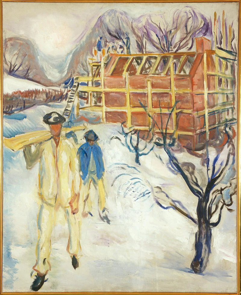 Rakennustyöläiset lumessa - Edvard Munch