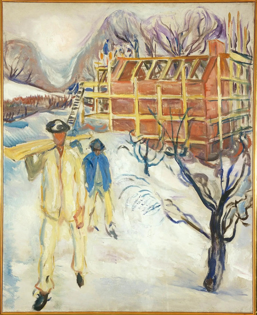 Rakennustyöläiset lumessa - Edvard Munch