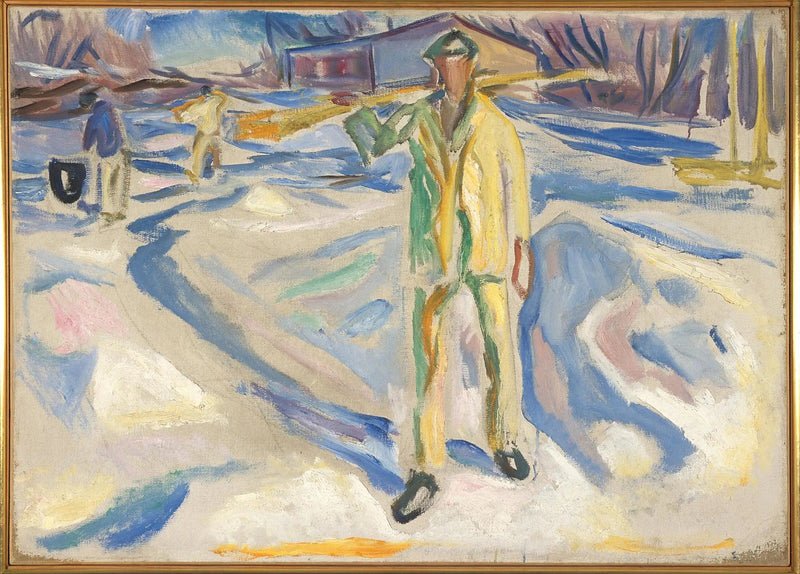 Rakennustyöläiset lumessa - Edvard Munch