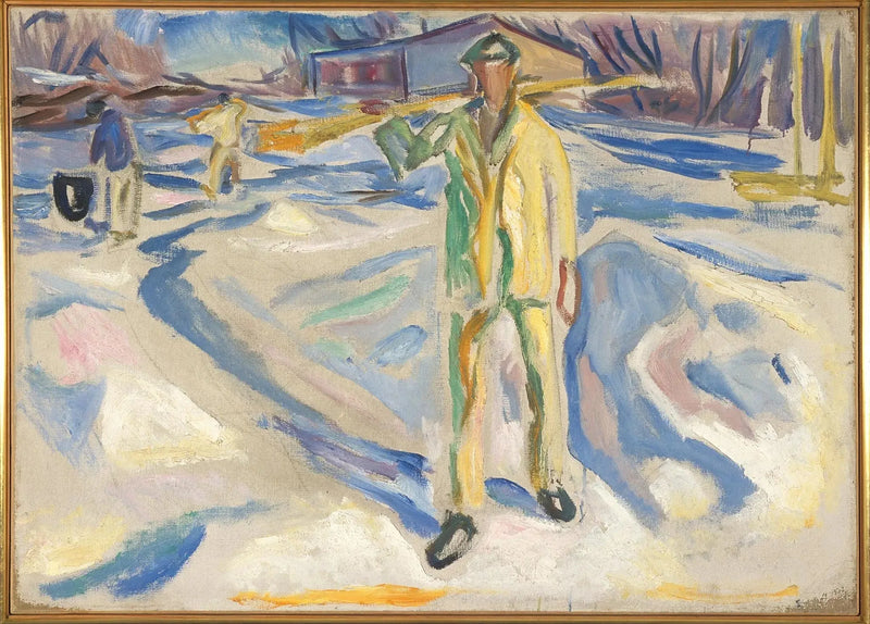 Rakennustyöläiset lumessa - Edvard Munch