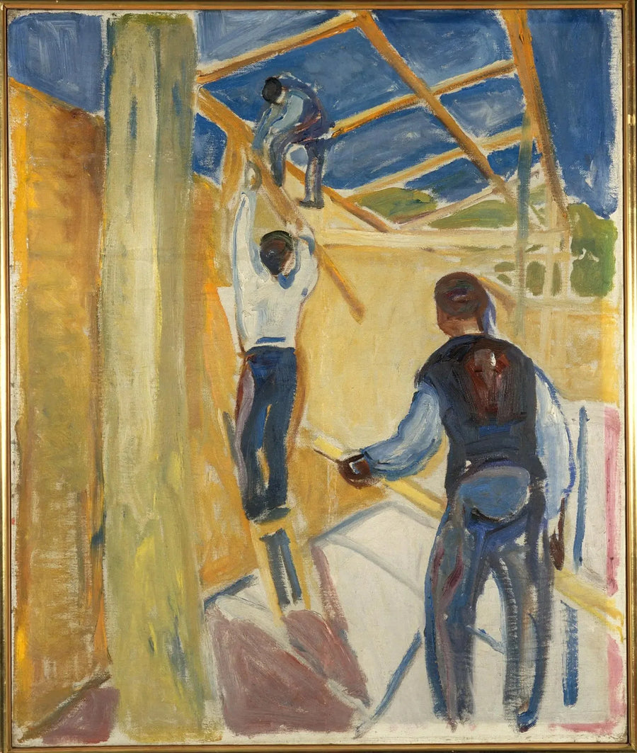 Rakennustyöläiset studiossa - Edvard Munch