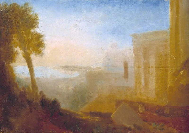 Rannikon ylle, klassisen rakennuksen kanssa - J. M. W. Turner