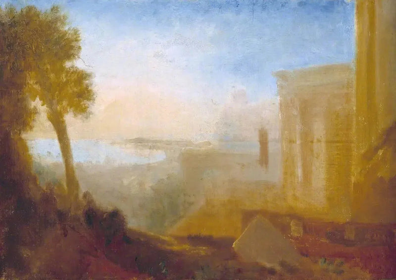 Rannikon ylle, klassisen rakennuksen kanssa - J. M. W. Turner