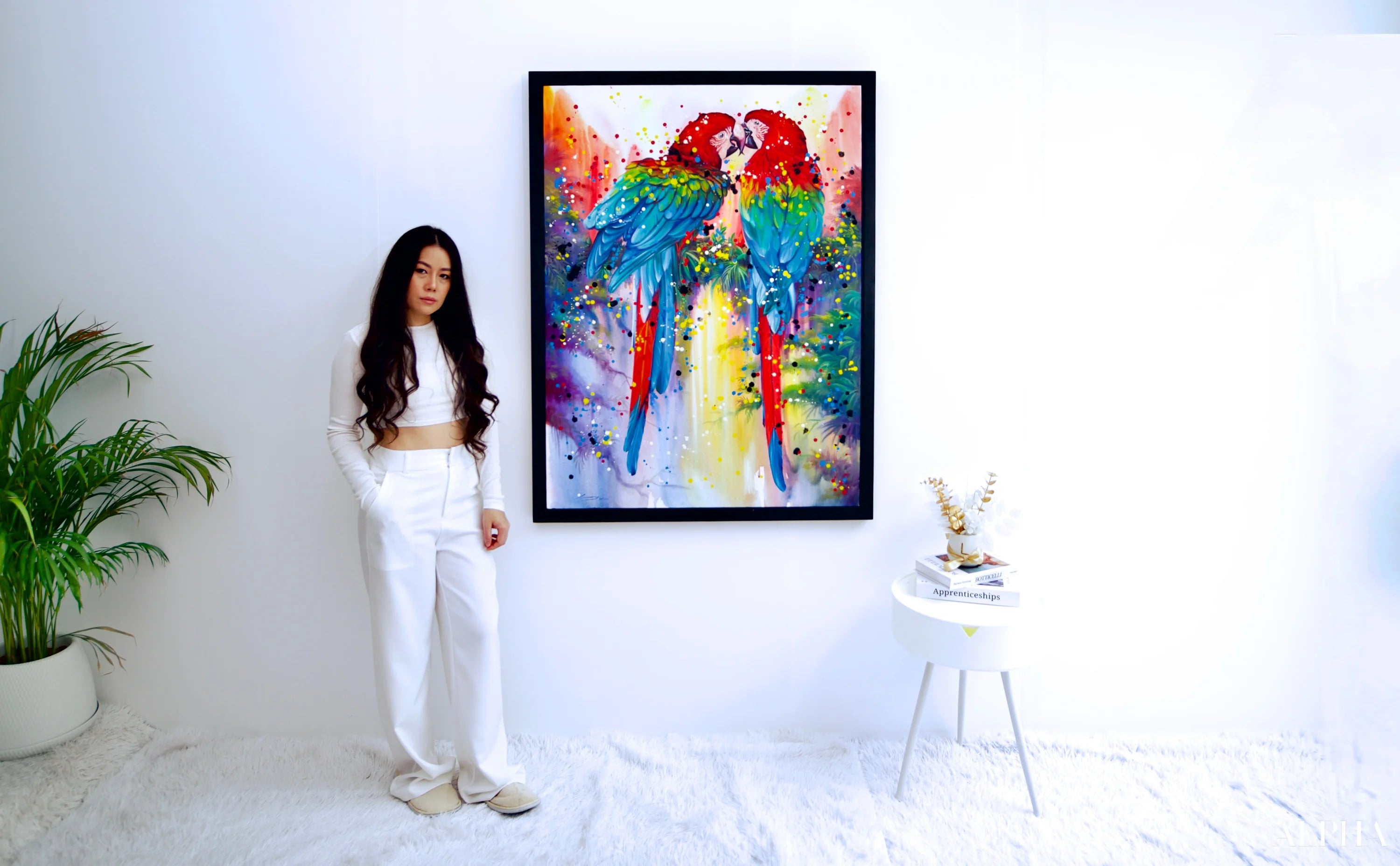 Pair of Red Parrots - Banlay | 90 X 120 cm Reproductions de tableaux à la peinture à l’huile