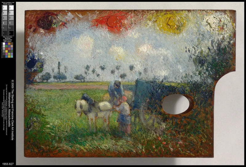 Taiteilijan paletti vaunuineen ja maanviljelijöineen - Camille Pissarro