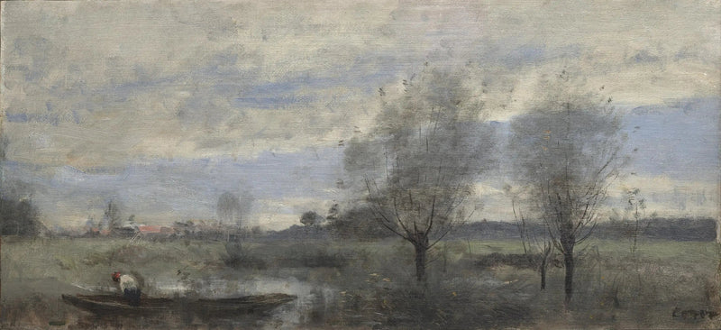 Palluel, kanottimainen hattu kosteikoissa - Jean-Baptiste Camille Corot