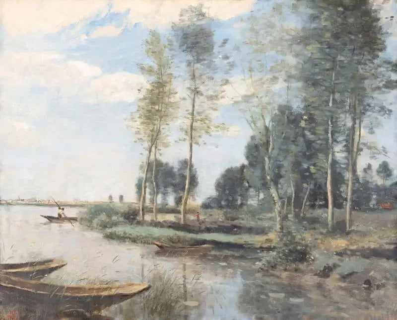 Palluel: maa-alue, joka on istutettu kosteikkoon - Jean-Baptiste Camille Corot