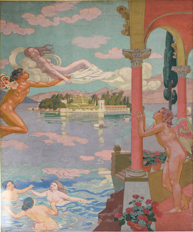 Paneeli II. Le Zéphyr, rakkauden käskystä, kuljettaa Psychen nautintojen saarelle - Maurice Denis