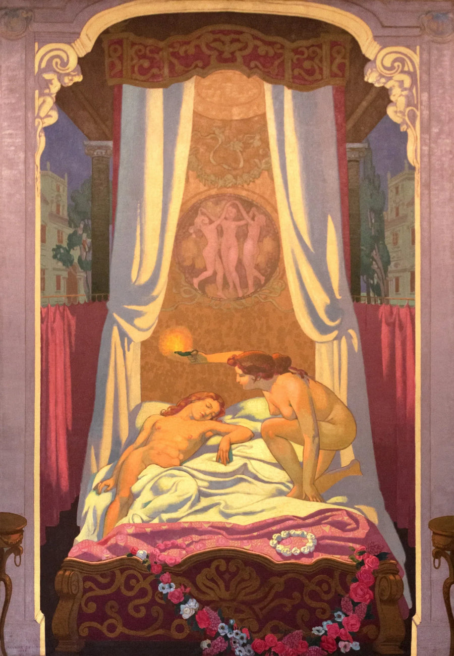 Paneeli III. Psyké huomaa, että hänen salaperäinen rakastajansa on Rakkaus - Maurice Denis
