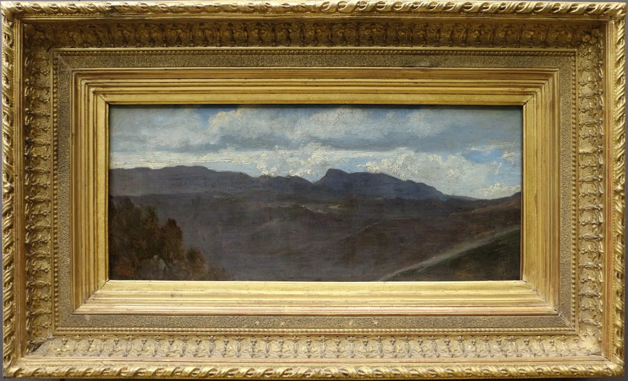 Romanikylän panoraama. Prenestini-vuoret nähtynä Olevanosta - Jean-Baptiste Camille Corot
