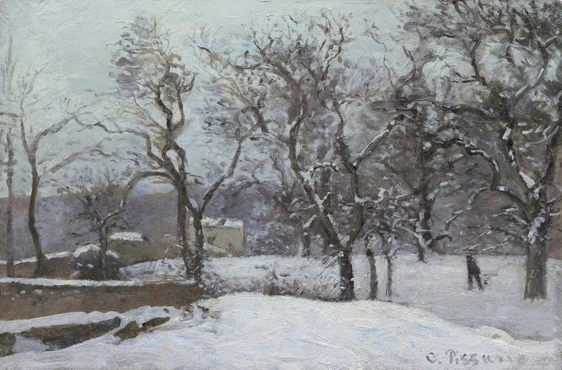 Linnan puisto Pontin alla lumessa, Louveciennes - Camille Pissarro