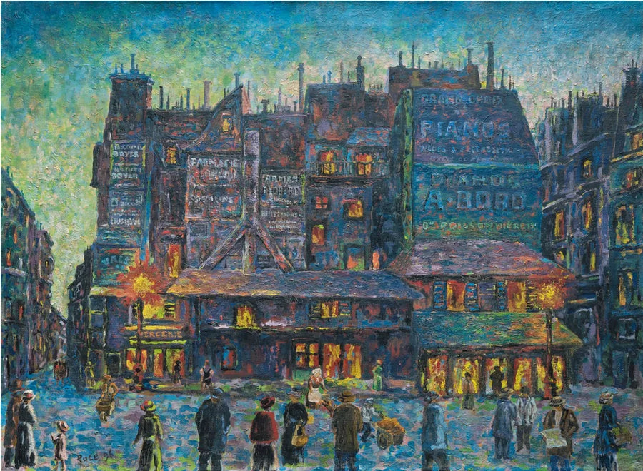 Pariisi, vilkas katu illalla - Maximilien Luce