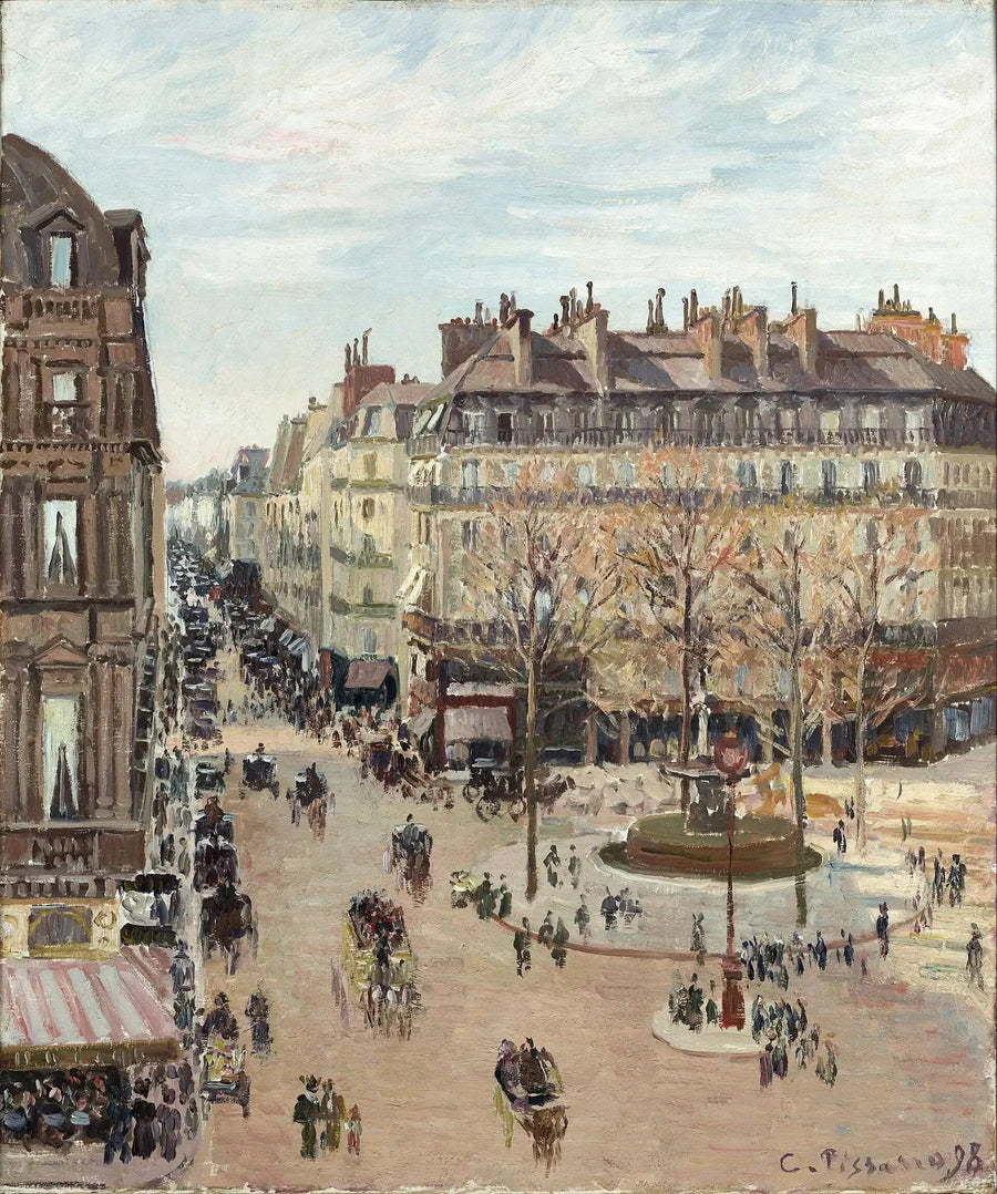 Pariisi, Rue Saint-Honoré, Auringon vaikutus, Iltapäivä - Camille Pissarro