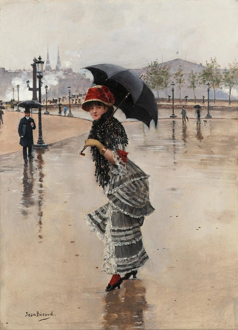 Pariisilainen eräänä sadepäivänä, Concorde-aukiolla - Jean Béraud