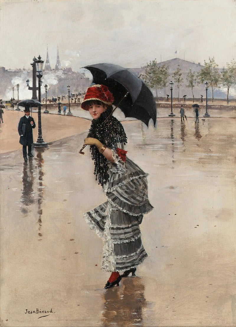 Pariisilainen eräänä sadepäivänä, Concorde-aukiolla - Jean Béraud
