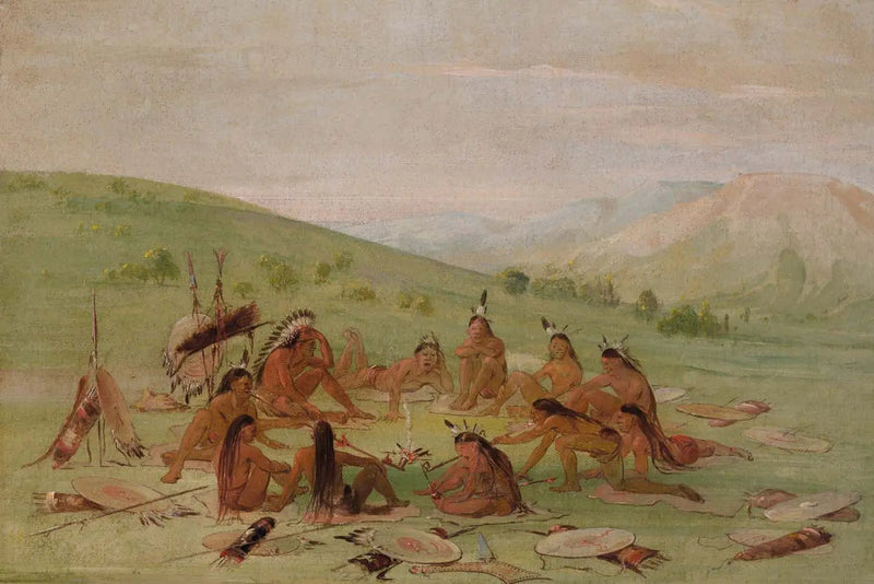 Sotaosaston lähtö kävellen neuvostoon, Mandan - George Catlin