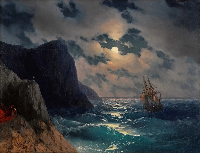 Laivan ohitus täydenkuun yöllä - Ivan Aïvazovski