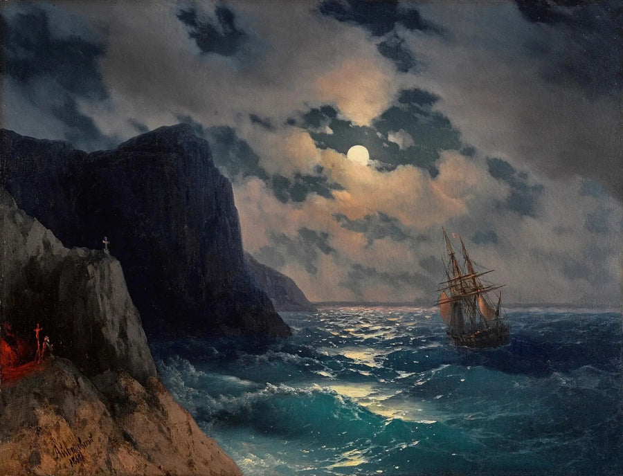Laivan ohitus täydenkuun yöllä - Ivan Aïvazovski
