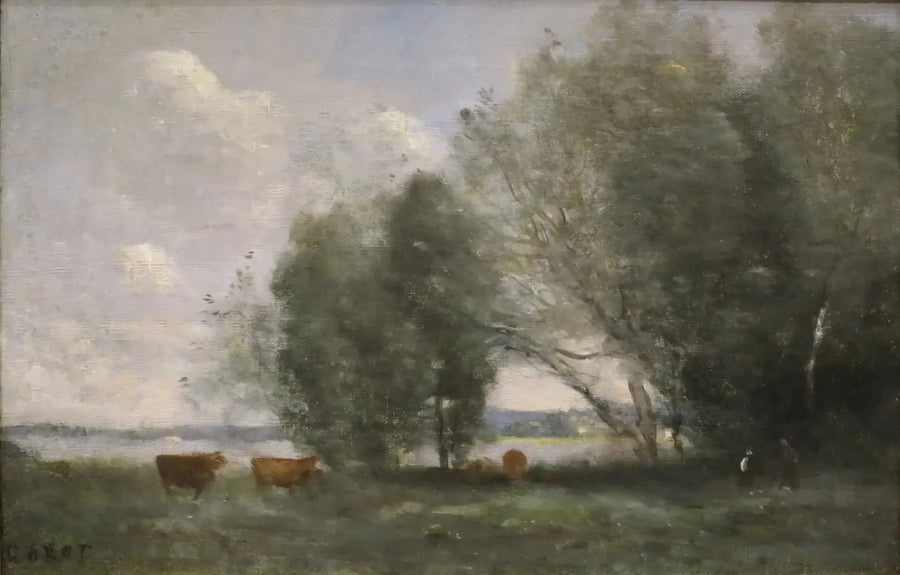 Nurmikko veden äärellä - Jean-Baptiste Camille Corot