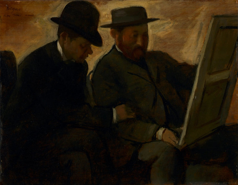 Paul Lafond ja Alphonse Cherfils tarkastelevat maalausta - Edgar Degas