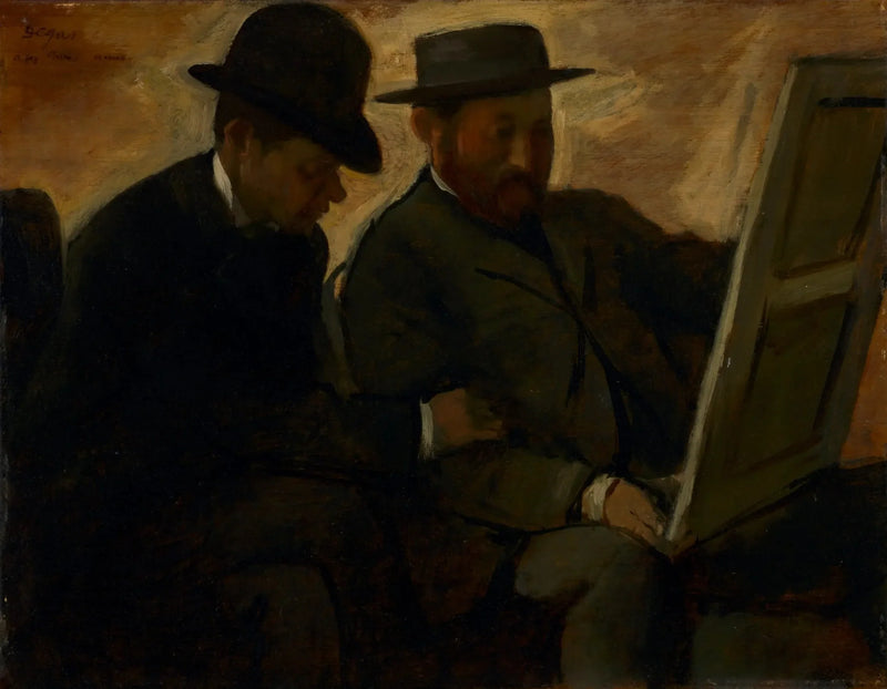 Paul Lafond ja Alphonse Cherfils tarkastelevat maalausta - Edgar Degas