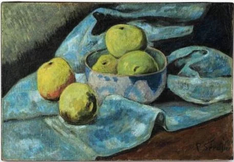 Composition aux pommes et au torchon bleu, peinture de Paul Sérusier