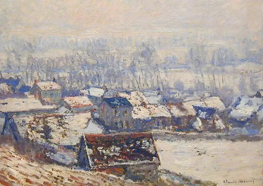 Maisema Givernyssä, lumiefekti - Claude Monet