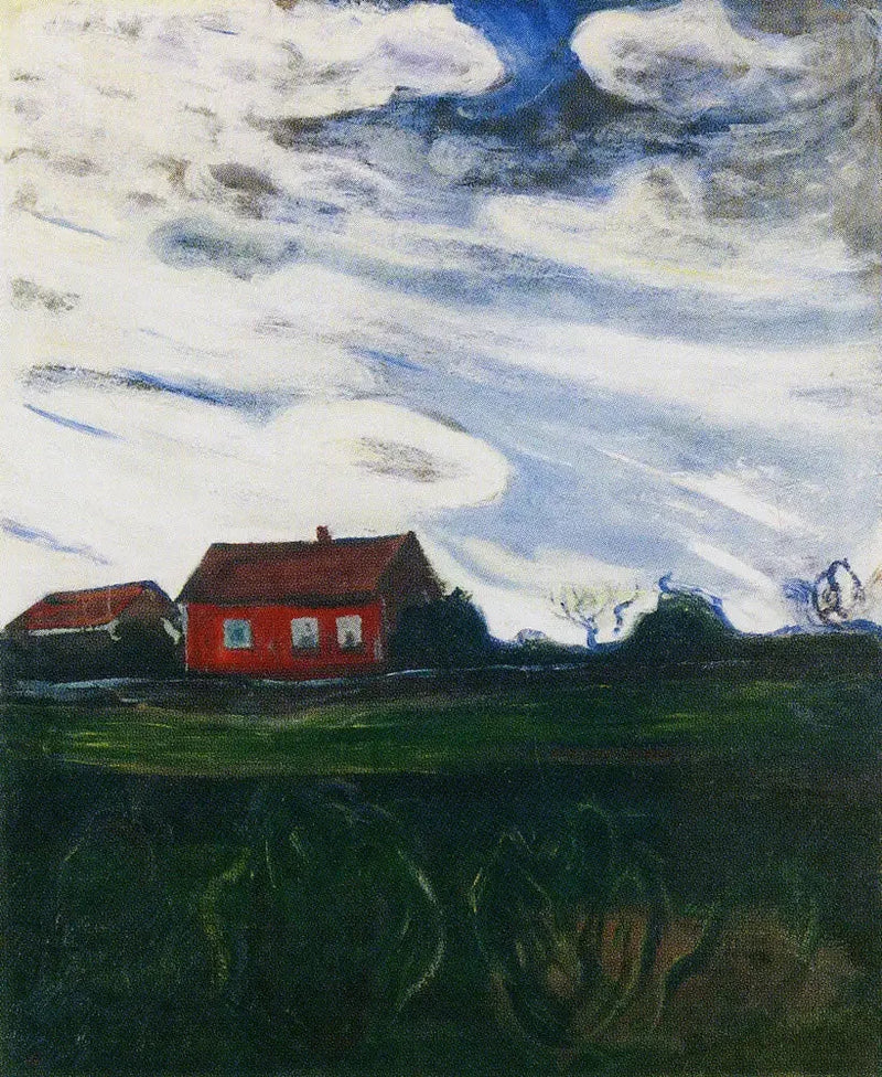 Maisema punaisessa talossa - Edvard Munch
