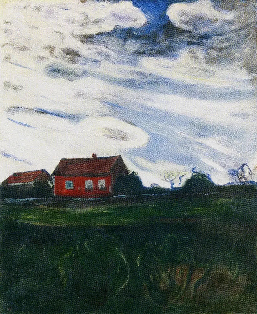 Maisema punaisessa talossa - Edvard Munch
