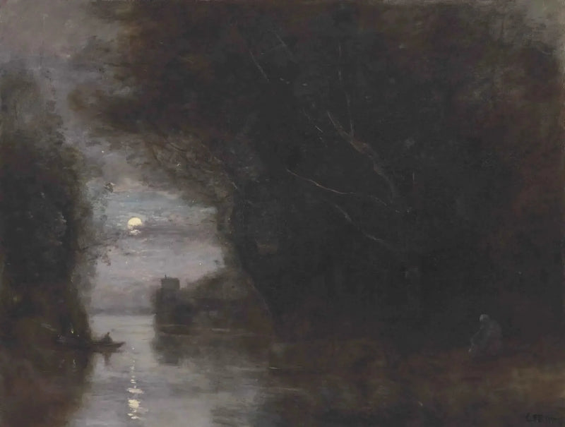 Kuunvalossa maisema - Jean-Baptiste Camille Corot