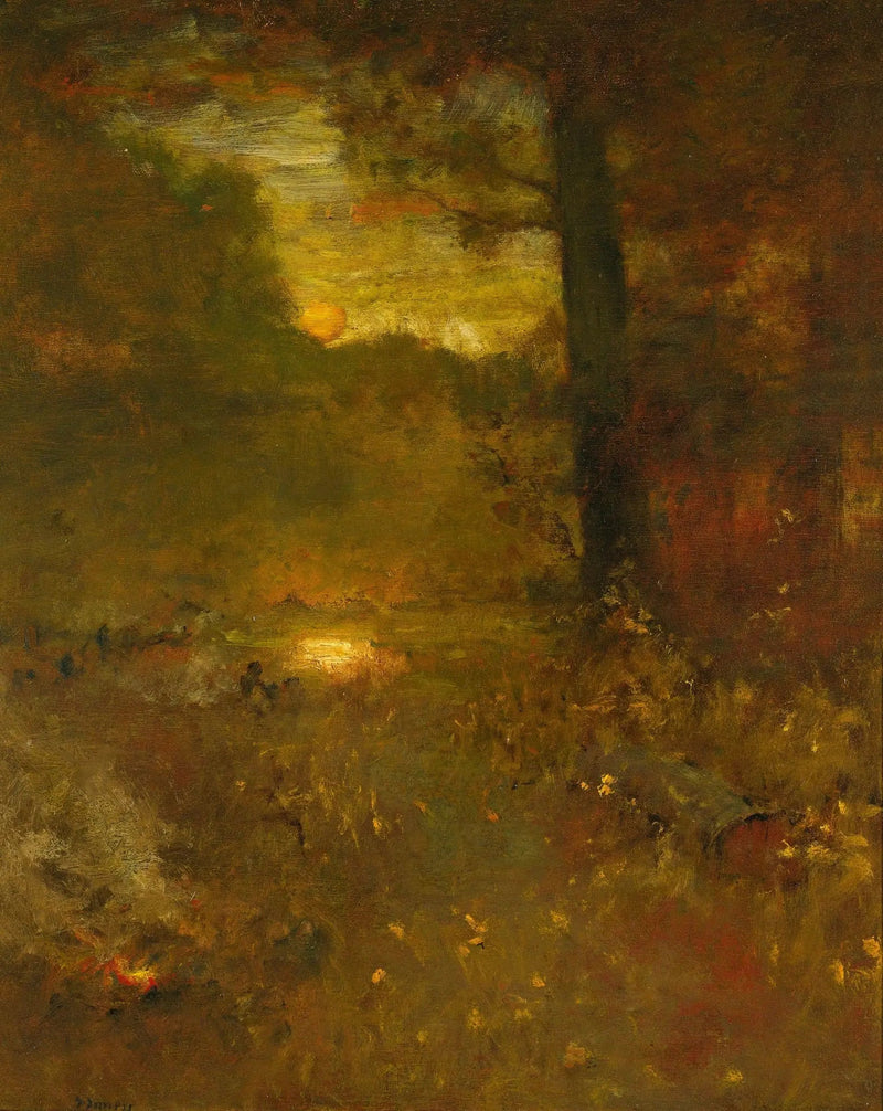 Auringonlaskun maisema; päivän loppu - George Inness