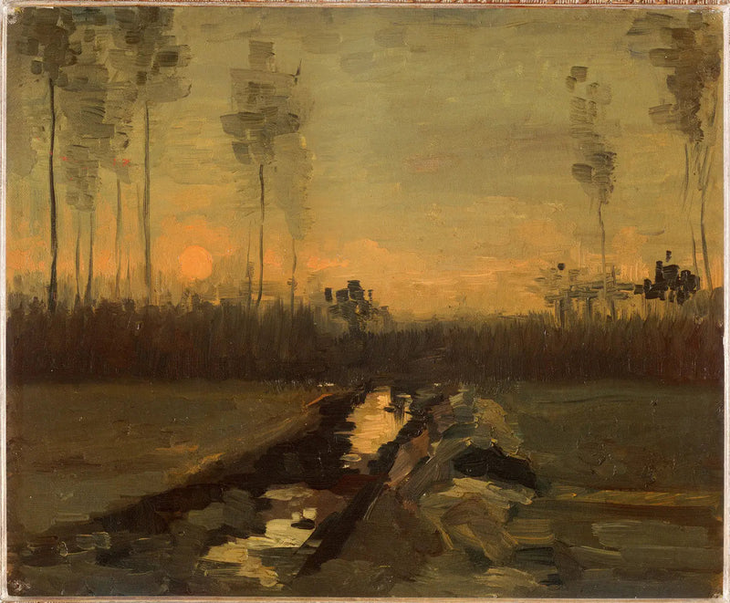 Auringonlasku maisema - Vincent van Gogh