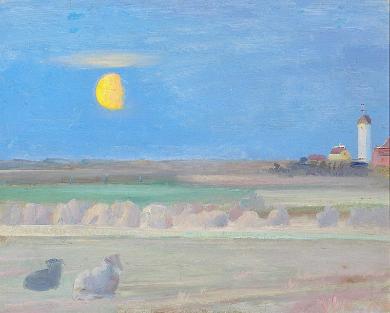 Maisema valkoisen Skagenin majakan luona. -Michael Peter Ancher