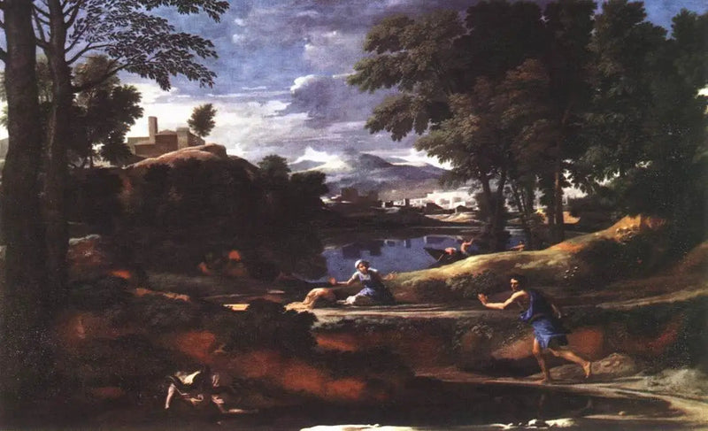 Maisemakuva käärmeen kanssa - Nicolas Poussin