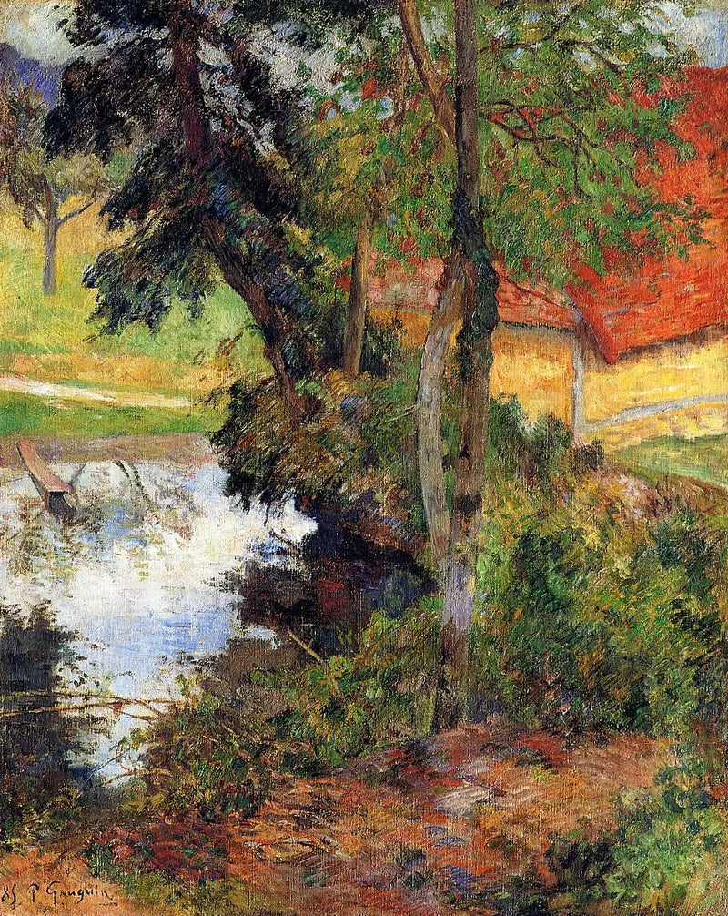 Punakattoinen maisema - Paul Gauguin