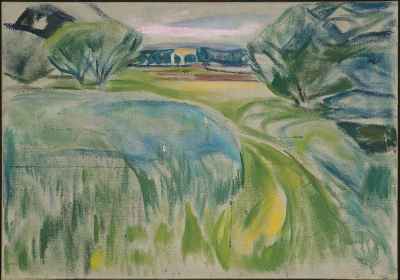 Vihreiden peltojen maisema - Edvard Munch