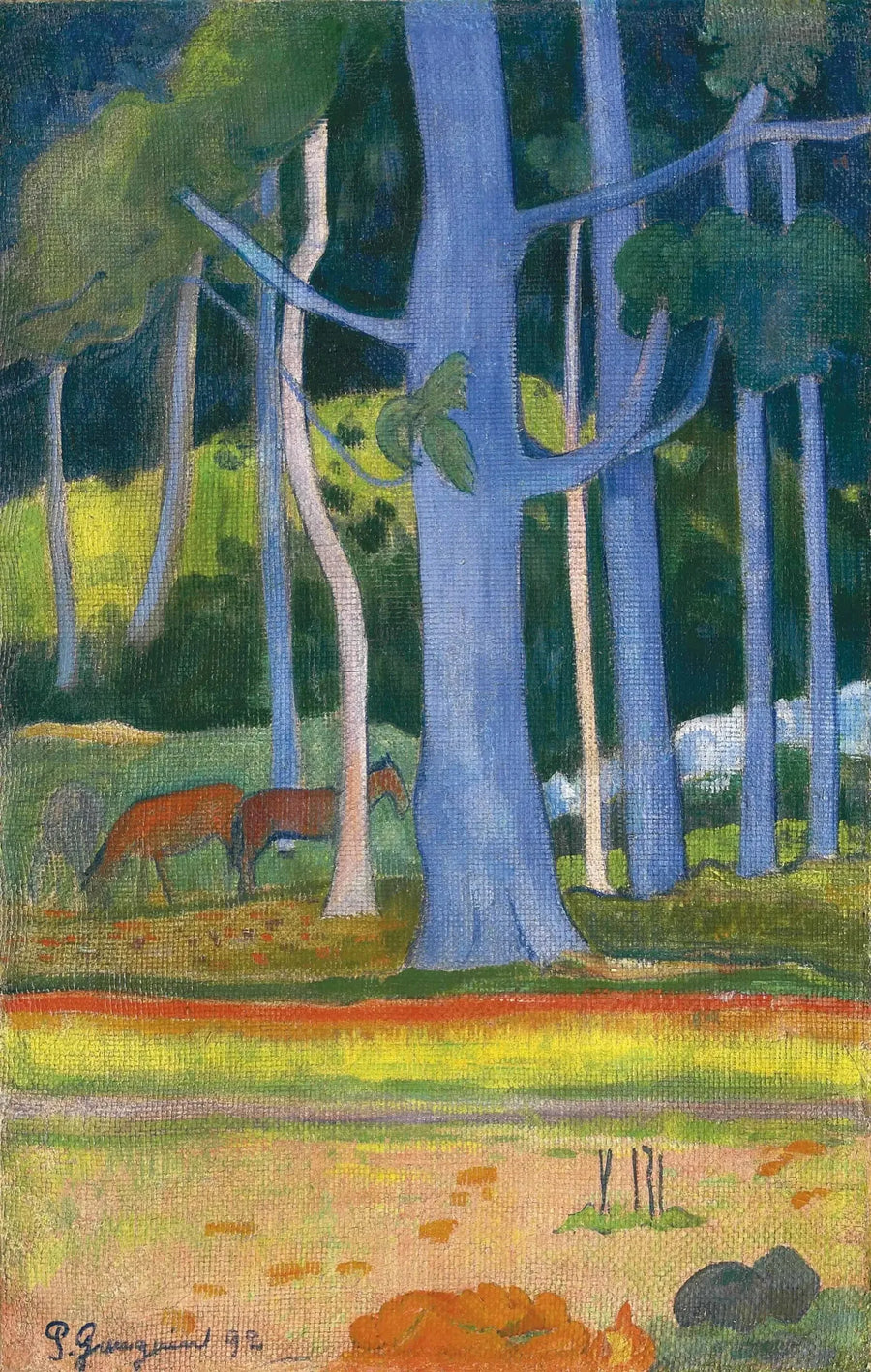 Sinisten runkojen maisema - Paul Gauguin